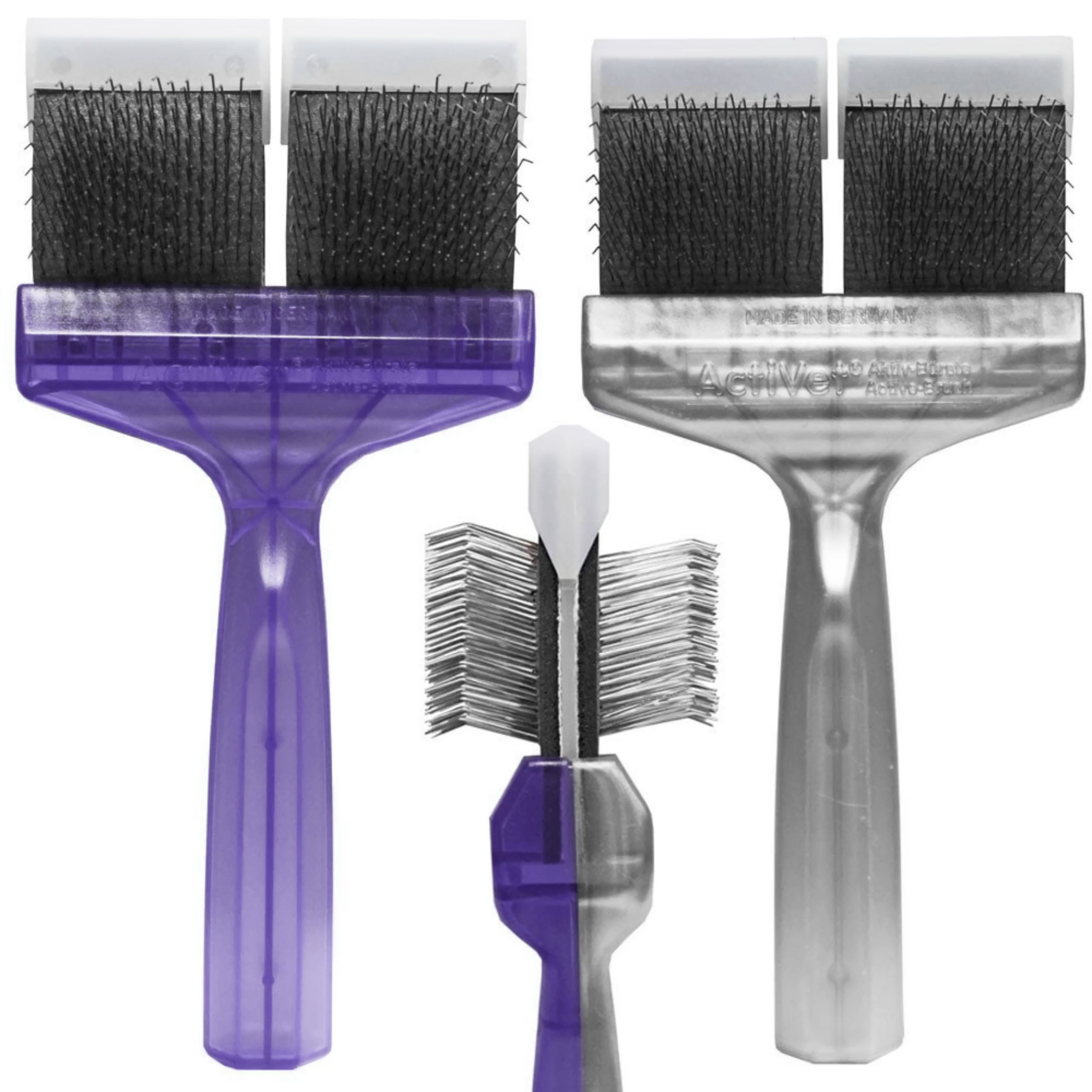 お手入れ・トリミング用品 Activet Pro TuffFinishCoater Duo ActiVet Duo Plus Brush TuffFinish Coater 2in1 - Two Firm Brushes