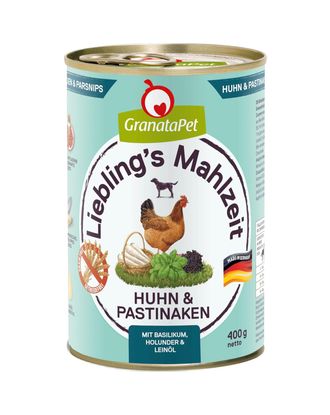 GranataPet Chicken & Parsnips - bezzbożowa mokra karma dla psa, kurczak z pasternakiem - 400g