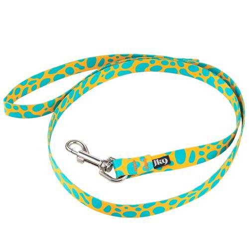Julius-K9 MoreColor Basic Leash Leopard 120cm - smycz taśmowa dla psa, żółto-turkusowa