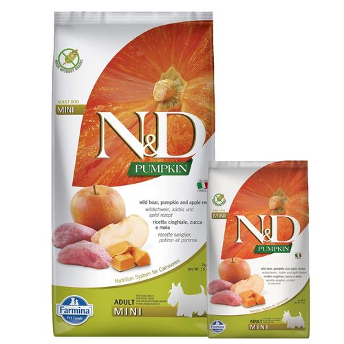 Farmina N&D Pumpkin Boar & Apple Adult Mini - pełnowartościowa, bezzbożowa karma dla dorosłych psów małych ras, z dynią, dzikiem i jabłkiem