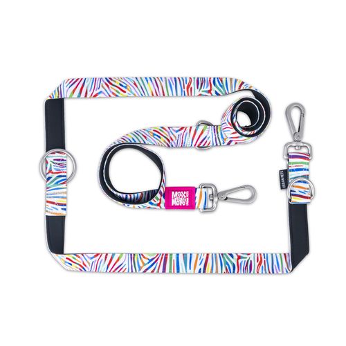 Max&Molly Multi-Leash Magic Zebra - smycz przepinana dla psa, wzór tęczowa zebra, 200cm