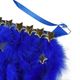 Ozdobny kołnierzyk groomerski Happy Heads - niebieskie piórka z gwiazdkami