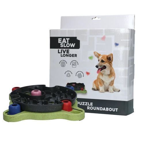 Eat Slow Live Longer Puzzle Roundabout - zabawka dla psa na inteligencję, karuzela