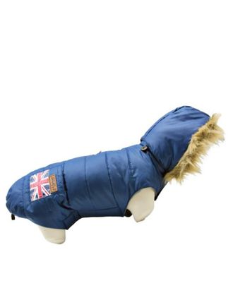 Doogy Union Jack - sportowa kurtka dla psa, z kapturem, niebieska