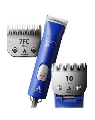 Zestaw promocyjny Andis AGCB Super Brushless + CeramicEdge nr 7FC - cicha, profesjonalna maszynka z 2 ostrzami ceramicznymi - niebieska