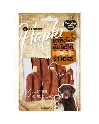Flamingo Hapki Munchy Chicken Sticks 100g - przysmaki dla psa, chrupiące pałeczki z kaczką
