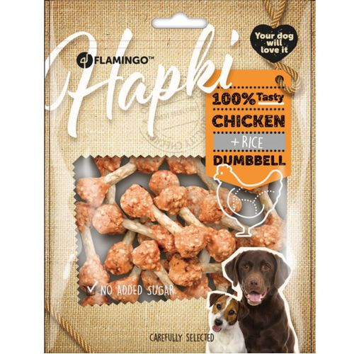  Flamingo Hapki Chicken Rice Dumbbell 150g - przysmaki dla psa, kurczak, ryż skóra bydlęca