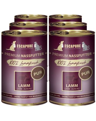 Escapure Lamm Pur - uzupełniająca mokra karma dla psa i kota, 100% jagnięcina - 6x 400g