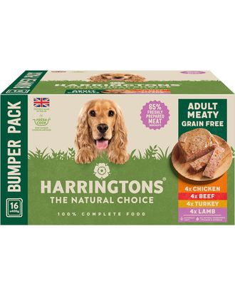Harringtons Grain Free Adult Meaty Pack 16x400g - bezzbożowa mokra karma dla psa, zestaw 4 smaków