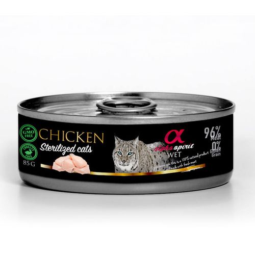 Alpha Spirit Chicken Sterylized Cats 85g - bezzbożowa i bezglutenowa mokra karma dla kotów sterylizowanych, z kurczakiem