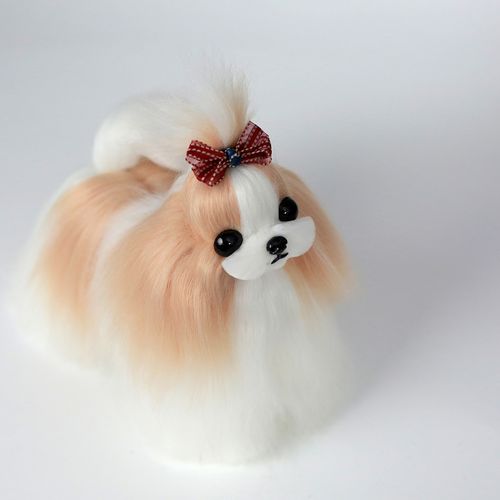 Mr. Jiang Shih Tzu Full Body Hair Chamapagne & White- wymienna sierść do manekina groomerskiego Small Model Dog, szampańsko-biała