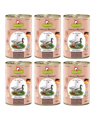 GranataPet Duck & Goose - bezzbożowa mokra karma dla psa, kaczka i gęś - 6x 400g