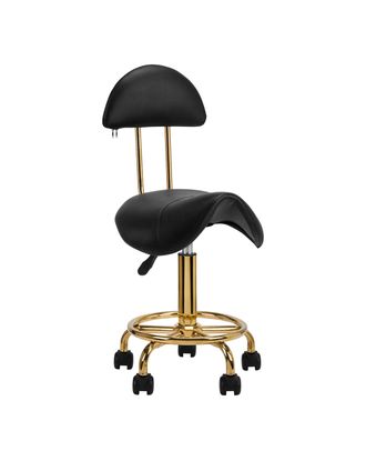 Activ 6001-G Gold Black- złote krzesło groomerskie z profilowanym siedziskiem i oparciem, czarne