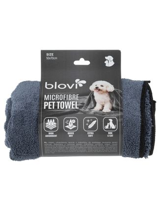 Blovi Microfibre Pet Towel 50x70cm - ręcznik z mikrofibry dla psa i kota, super chłonny, szary