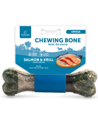 Pokusa Omega Chewing Bone - wołowa kość dla psa, łosoś, kryl, małż i spirulina
