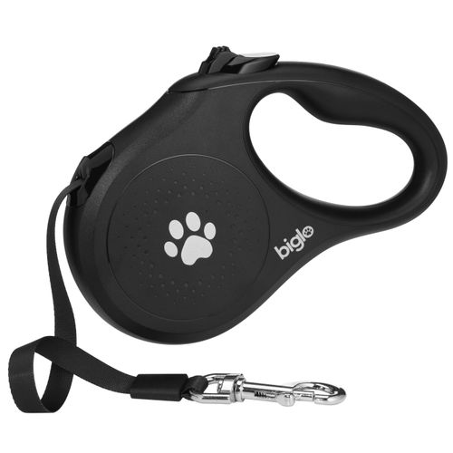 Biglo Standard Black Retractable Dog Leash - automatyczna smycz dla psa, taśmowa