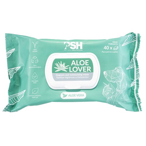 PSH Aloe Lover Wipes 40szt. - oczyszczająco-nawilżające chusteczki dla psa i kota, z aloesem
