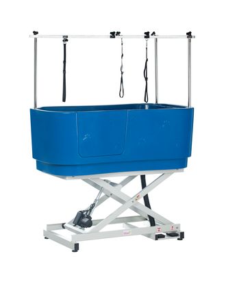 Blovi Electric Dog Bath - duża i solidna wanna groomerska z podnośnikiem elektrycznym i wysięgnikiem dwustronnym, niebieska