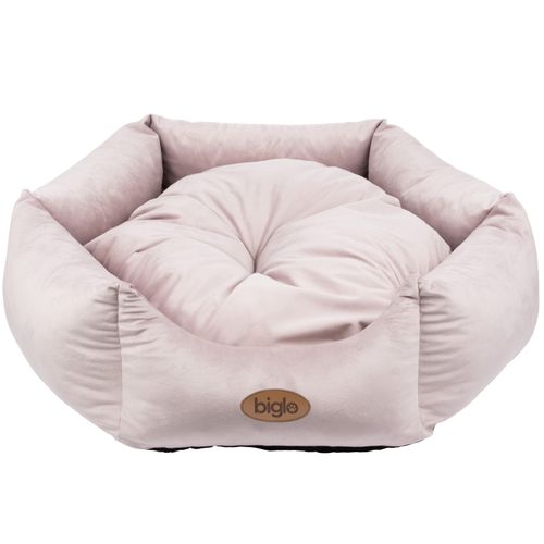 Biglo Bed Velur Love Pink L - eleganckie welurowe legowisko dla psa i kota, heksagon brudny róż