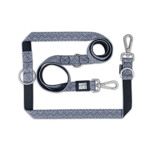 Max&Molly Multi-Leash Mykonos Black - smycz przepinana dla psa, wzór grecki, 200cm