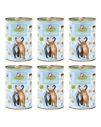 GranataPet DeliCatessen Salmon & Turkey - bezzbożowa mokra karma dla kota, łosoś i indyk - 6x 400g