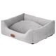 Biglo Bed Velur Love Light Grey - eleganckie welurowe legowisko dla psa i kota, prostokątne jasnoszare