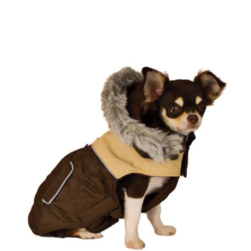 Doogy BiColor - ocieplana, pikowana kurtka dla psa, brązowo-beżowa