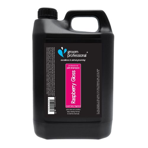 Groom Professional Raspberry Gloss Shampoo 4l - oczyszczający szampon malinowy, do każdego typu sierści, koncentrat 1:10