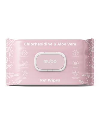 Mubo Chlorhexidine & Aloe Vera Pet Wipes 100szt. - chusteczki z chlorheksydyną i aloesem dla psa i kota, 15x30cm