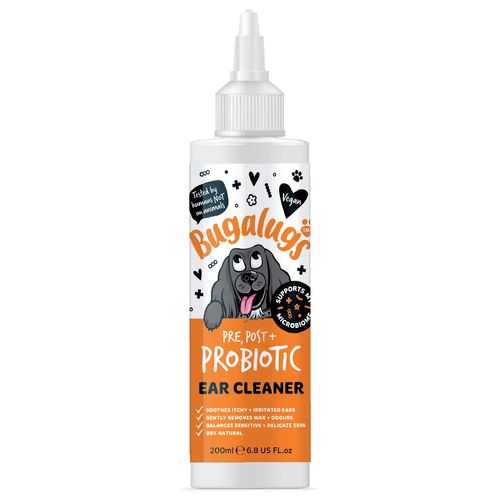 Bugalugs Pre, Post + Probiotic Ear Cleaner 200ml - probiotyczny płyn do czyszczenia uszu psa