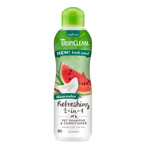 Tropiclean Refreshing 2in1 Pet Shampoo & Conditioner 355ml - naturalny szampon z odżywką dla psa i kota, o zapachu arbuza