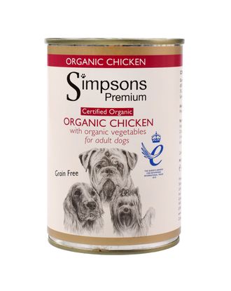 Simpsons Premium Organic Chicken Casserole - bezzbożowa mokra karma dla psów, kurczak i warzywa - 400g