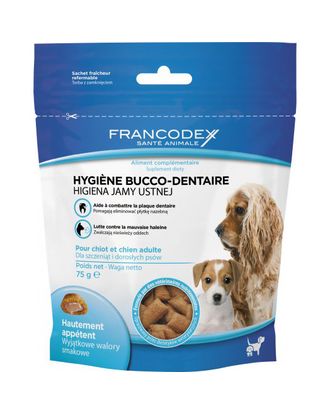 Francodex Higiena Jamy Ustnej 75g - przysmak przeciw kamieniowi i płytce nazębnej dla szczeniąt i psów