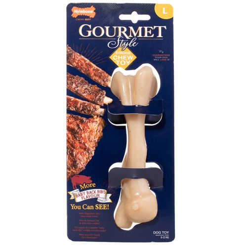 Nylabone Gourmet Femur Bone L - wytrzymały gryzak dla dużego psa, o aromacie żeberek wieprzowych