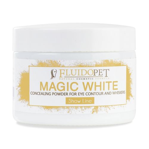 FluidoPet Magic White Powder 50ml - profesjonalny, biały puder do maskowania przebarwień na wąsach i pod oczami, dla psów i kotów wystawowych