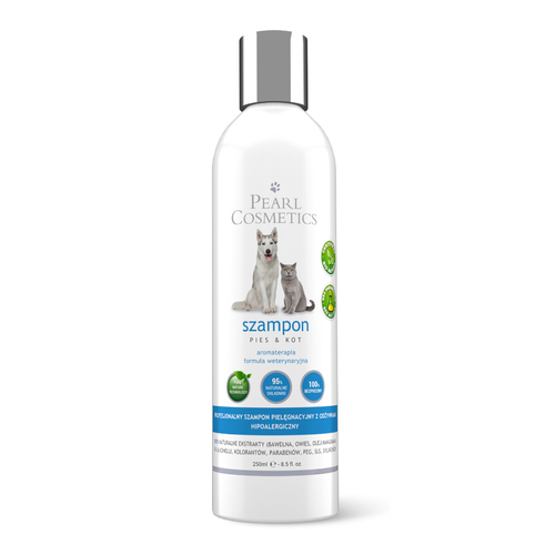 Pearl Cosmetics SLS Free 250ml - pielęgnacyjny szampon dla psów i kotów z odżywkami i efektem aromaterapii