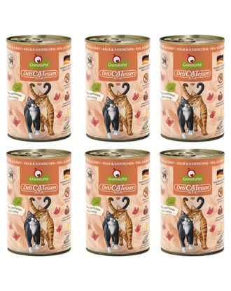 GranataPet DeliCatessen Veal & Coney - bezzbożowa mokra karma dla kota, cielęcina i królik - 6x 400g