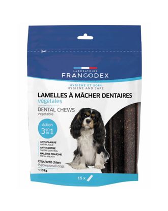 Francodex Dental Chews 15szt. - przysmaki dentystyczne dla szczeniąt i małych psów, usuwające kamień i brzydki zapach z pyska