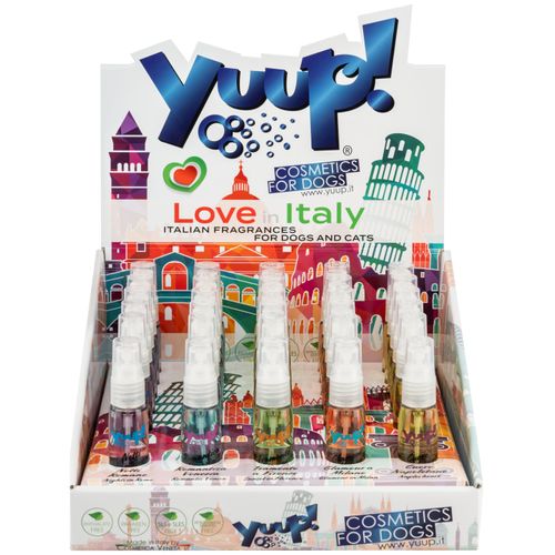 Yuup! Love In Italy 30 x 30ml - zestaw trzydziestu włoskich perfum (bez alkoholu) z ekspozytorem do dalszej odsprzedaży, 5 zapachów