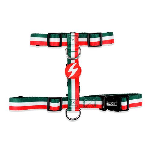Dashi Stripes Green & Red Back Harness - regulowane szelki guard dla psa, paski zielono-czerwone