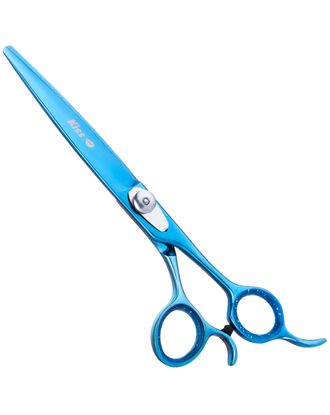 Geib Kiss Silver Blue Straight Scissors - wysokiej jakości nożyczki proste z mikroszlifem i niebieskim wykończeniem