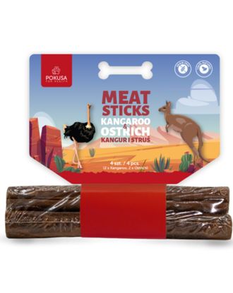 Pokusa Meat Sticks Kangaroo & Ostrich 4szt. - mięsne gryzaki dla psa, kangur i struś