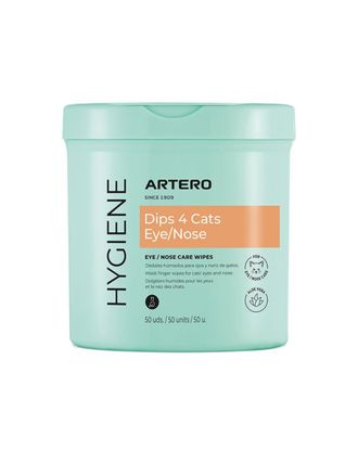 Artero Eyes & Nose Cleaner Finger Wipes 4CATs 50szt. - chusteczki do czyszczenia okolic oczu i nosa kota, zakładane na palec