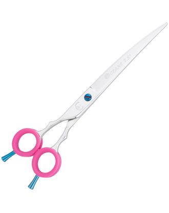 P&W Oceane Titanium Lefty Curved Scissors - profesjonalne nożyczki groomerskie dla osób leworęcznych, gięte