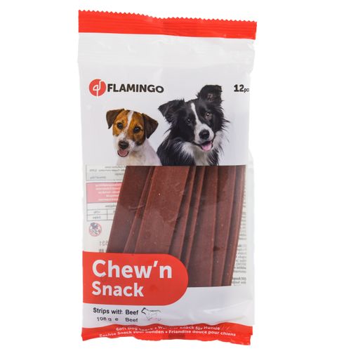 Flamingo Chew`n Snack Beef Stripes 12szt. - przysmaki dla psa, paski z wołowiną