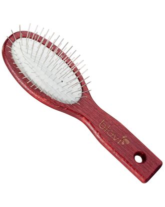 Blovi Red Wood Pin Brush - mała, miękka i drewniana szczotka z metalową szpilką 17mm, dla yorka, maltańczyka, shih-tzu