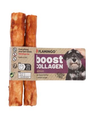 Flamingo Boost Collagen Salmon 50g - kolagenowe przysmaki dla psa, pałeczki z łososiem 2szt.