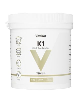 VetiGo K1 Skin & Coat Complex - omega 3 dla psa i kota, suplement na skórę i sierść - 720kaps.