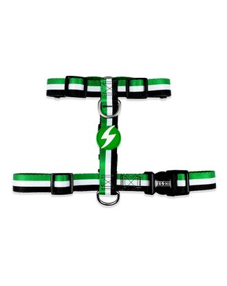 Dashi Stripes Green & Black Back Harness - regulowane szelki guard dla psa, paski zielono-czarne