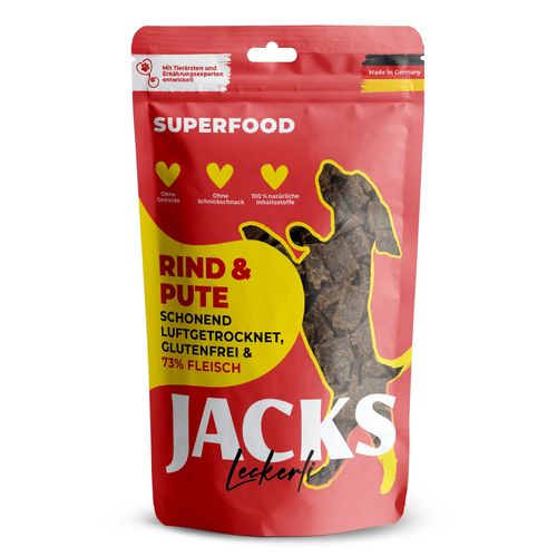 Jacks Leckerlie Superfood Rind & Pute 90g - smaczki dla psa, 73% mięsa wołowego i z indyka